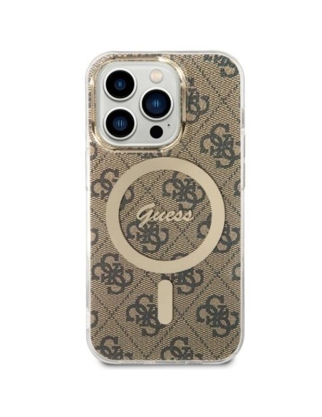 Guess 4G MagSafe dėklas iPhone 14 Pro - rudas Guess 4G MagSafe dėklas iPhone 14 Pro - rudas
