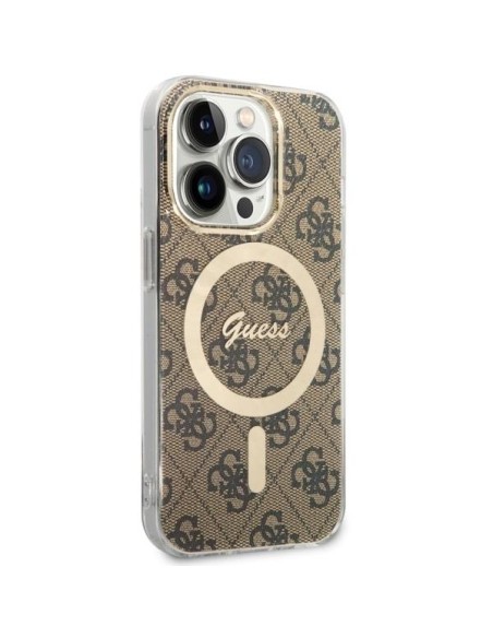 Guess 4G MagSafe dėklas iPhone 14 Pro - rudas Guess 4G MagSafe dėklas iPhone 14 Pro - rudas