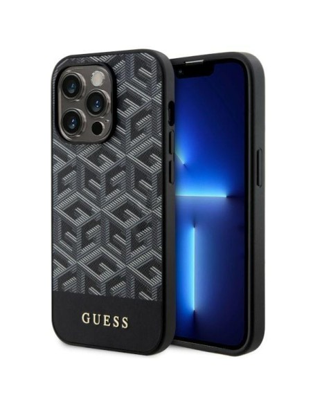 Guess GCube Stripes MagSafe dėklas iPhone 14 Pro - juodas Guess GCube Stripes MagSafe dėklas iPhone 14 Pro - juodas