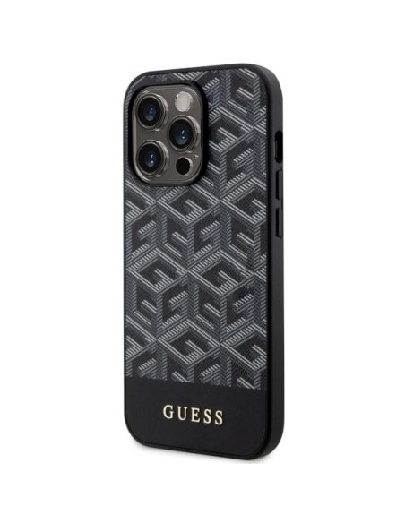Guess GCube Stripes MagSafe dėklas iPhone 14 Pro - juodas Guess GCube Stripes MagSafe dėklas iPhone 14 Pro - juodas
