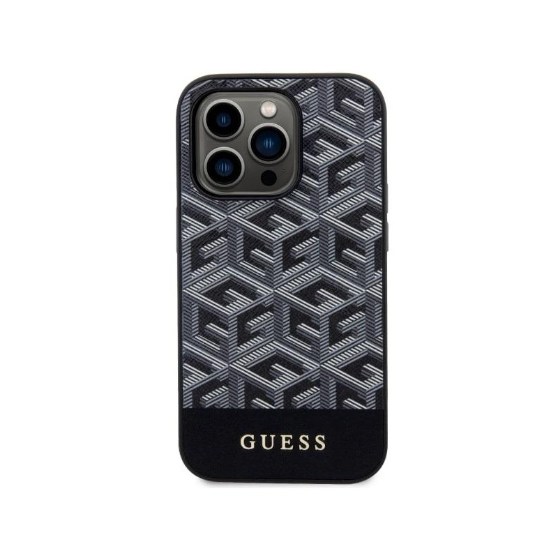 Guess GCube Stripes MagSafe dėklas iPhone 14 Pro - juodas