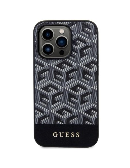 Guess GCube Stripes MagSafe dėklas iPhone 14 Pro - juodas Guess GCube Stripes MagSafe dėklas iPhone 14 Pro - juodas