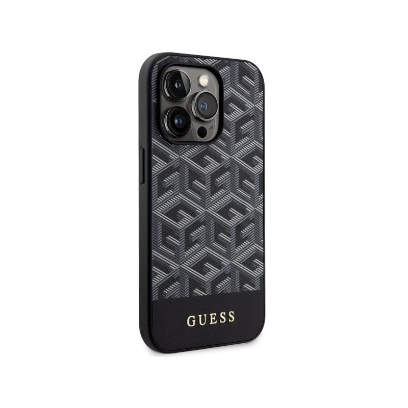 Guess GCube Stripes MagSafe dėklas iPhone 14 Pro - juodas
