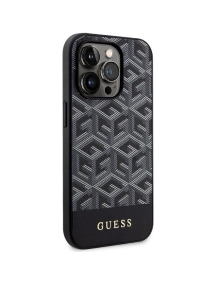 Guess GCube Stripes MagSafe dėklas iPhone 14 Pro - juodas Guess GCube Stripes MagSafe dėklas iPhone 14 Pro - juodas