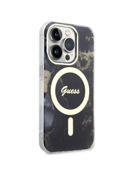 Guess Golden Marble MagSafe dėklas iPhone 14 Pro - juodas Guess Golden Marble MagSafe dėklas iPhone 14 Pro - juodas