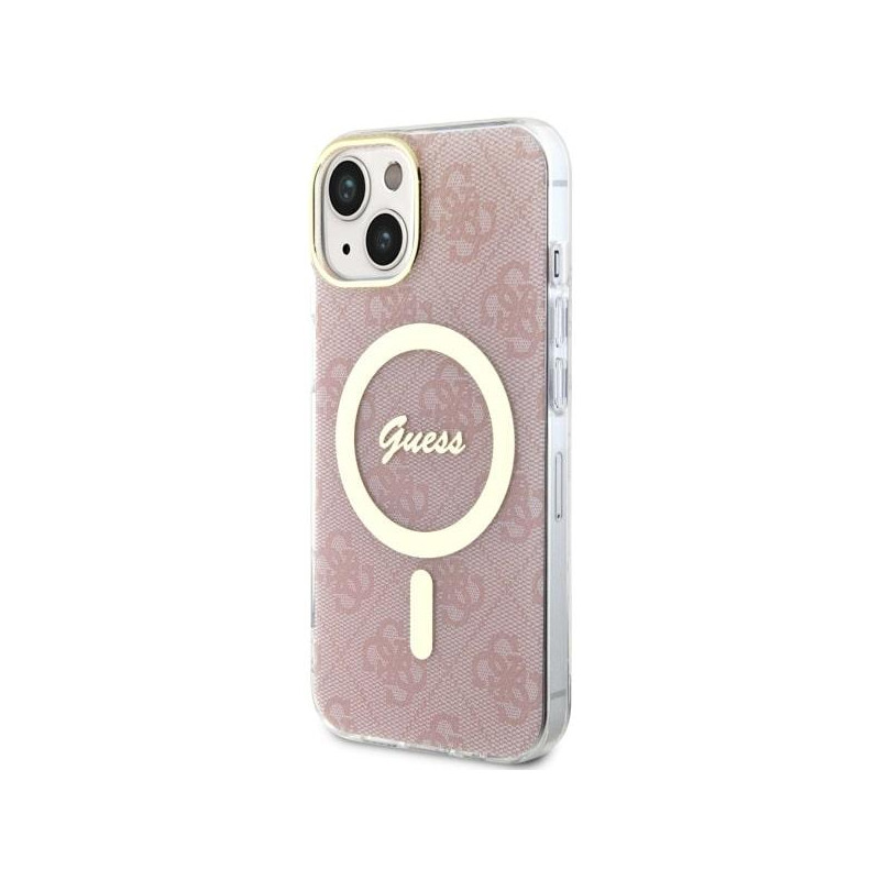 Guess 4G MagSafe dėklas iPhone 14 Plus - rožinis