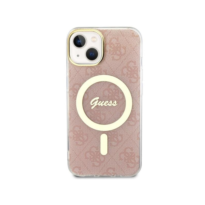 Guess 4G MagSafe dėklas iPhone 14 Plus - rožinis