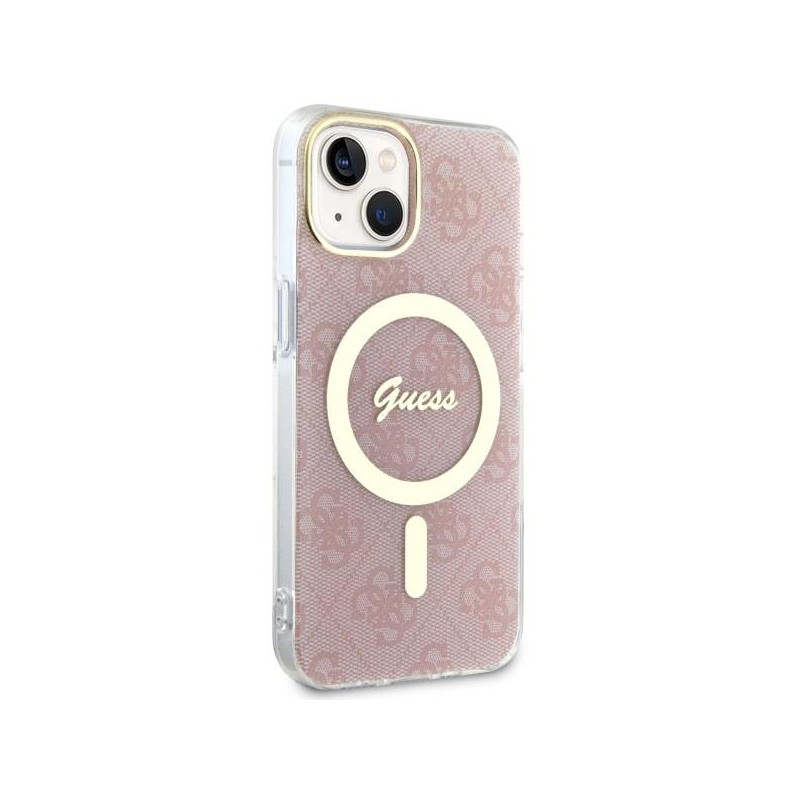 Guess 4G MagSafe dėklas iPhone 14 Plus - rožinis