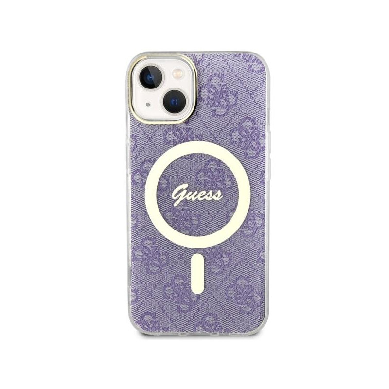 Guess 4G MagSafe dėklas iPhone 14 Plus - violetinis