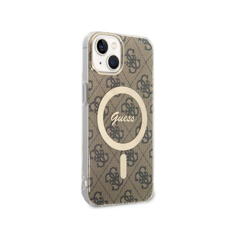 Guess 4G MagSafe dėklas iPhone 14 Plus - rudas
