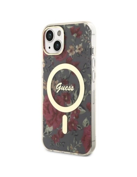 Guess Flower MagSafe dėklas iPhone 14 Plus - žalias