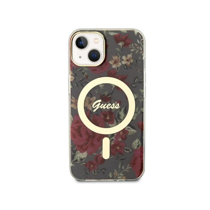 Guess Flower MagSafe dėklas iPhone 14 Plus - žalias
