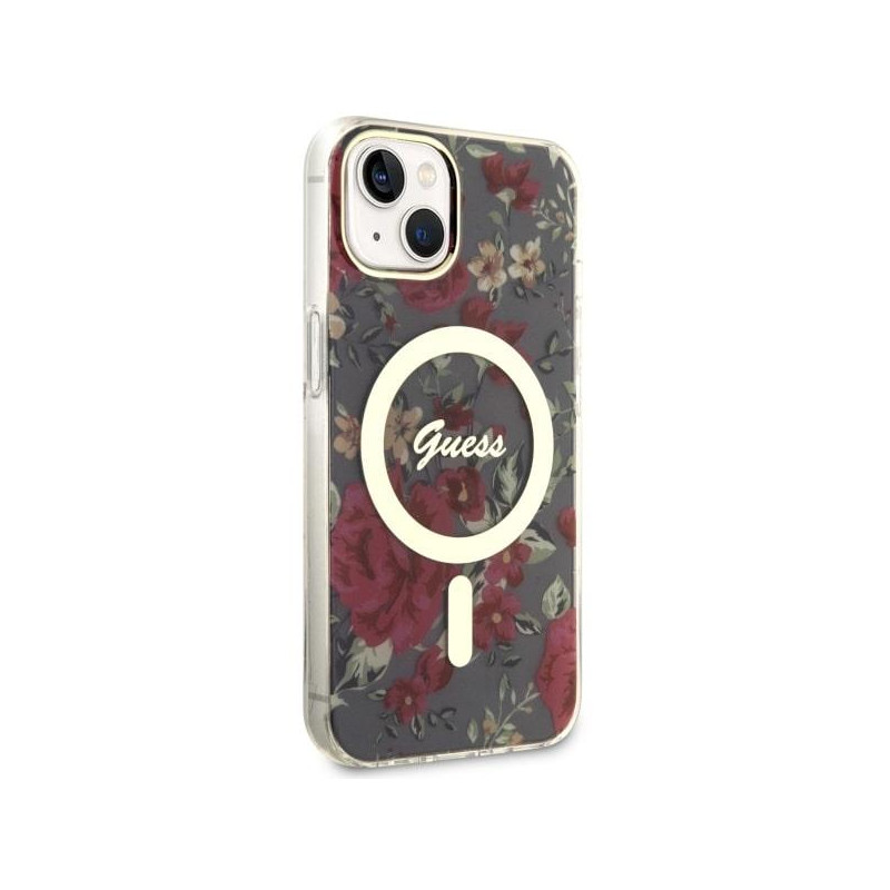 Guess Flower MagSafe dėklas iPhone 14 Plus - žalias