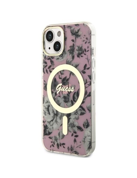 Guess Flower MagSafe dėklas iPhone 14 Plus - rožinis Guess Flower MagSafe dėklas iPhone 14 Plus - rožinis