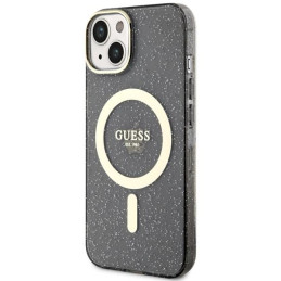 Guess Glitter Gold MagSafe dėklas iPhone 14 Plus - juodas