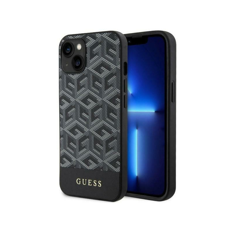 Guess GCube Stripes MagSafe dėklas iPhone 14 Plus - juodas