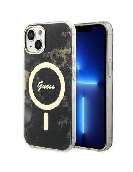 Guess Golden Marble MagSafe dėklas iPhone 14 Plus - juodas Guess Golden Marble MagSafe dėklas iPhone 14 Plus - juodas