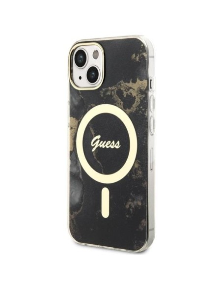 Guess Golden Marble MagSafe dėklas iPhone 14 Plus - juodas Guess Golden Marble MagSafe dėklas iPhone 14 Plus - juodas