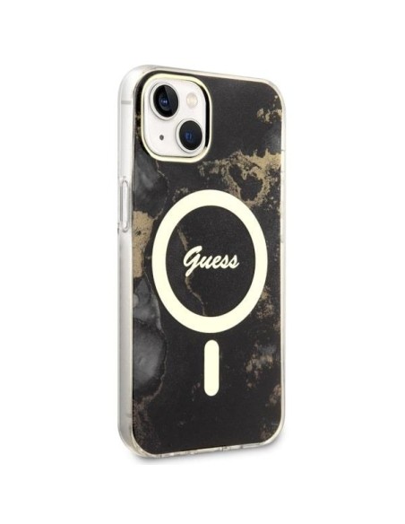 Guess Golden Marble MagSafe dėklas iPhone 14 Plus - juodas Guess Golden Marble MagSafe dėklas iPhone 14 Plus - juodas