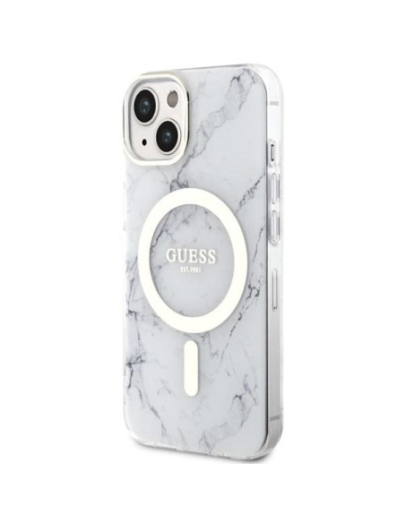 Guess Marble MagSafe dėklas iPhone 14 Plus - baltas Guess Marble MagSafe dėklas iPhone 14 Plus - baltas