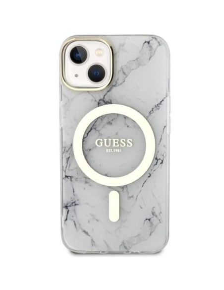 Guess Marble MagSafe dėklas iPhone 14 Plus - baltas Guess Marble MagSafe dėklas iPhone 14 Plus - baltas