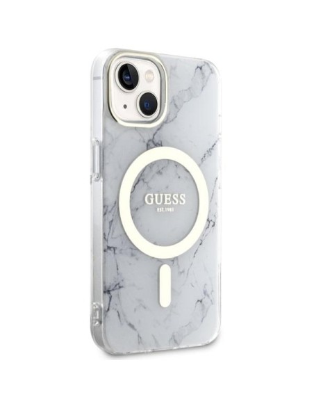 Guess Marble MagSafe dėklas iPhone 14 Plus - baltas Guess Marble MagSafe dėklas iPhone 14 Plus - baltas