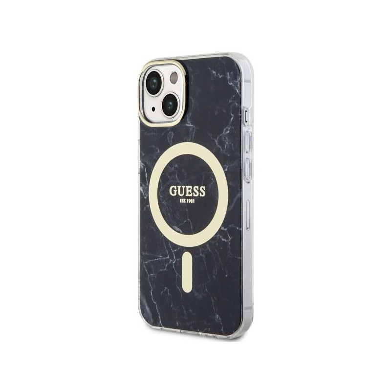 Guess Marble MagSafe dėklas iPhone 14 Plus - juodas