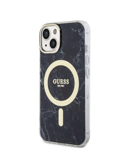Guess Marble MagSafe dėklas iPhone 14 Plus - juodas