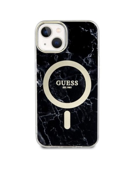 Guess Marble MagSafe dėklas iPhone 14 Plus - juodas
