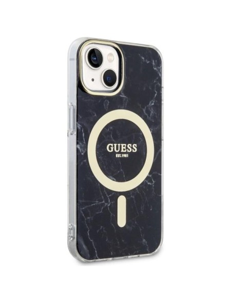 Guess Marble MagSafe dėklas iPhone 14 Plus - juodas