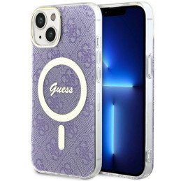 Guess 4G MagSafe dėklas iPhone 14 - violetinis