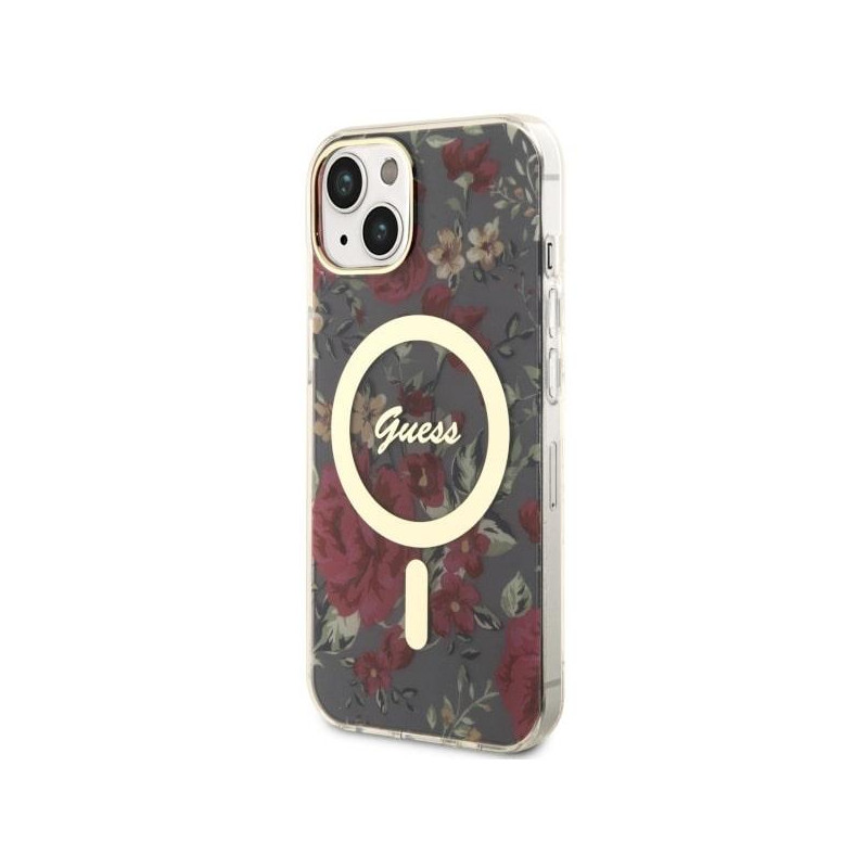Guess Flower MagSafe dėklas iPhone 14 - žalias