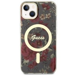 Guess Flower MagSafe dėklas iPhone 14 - žalias
