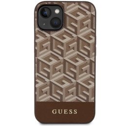 Guess GCube Stripes MagSafe dėklas iPhone 14 - rudas