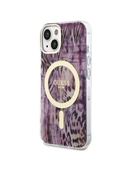 Guess Leopard MagSafe dėklas iPhone 14 - rožinis Guess Leopard MagSafe dėklas iPhone 14 - rožinis
