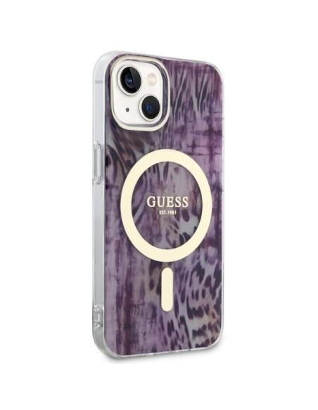 Guess Leopard MagSafe dėklas iPhone 14 - rožinis Guess Leopard MagSafe dėklas iPhone 14 - rožinis