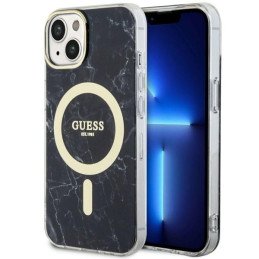 Guess Marble MagSafe dėklas iPhone 14 - juodas