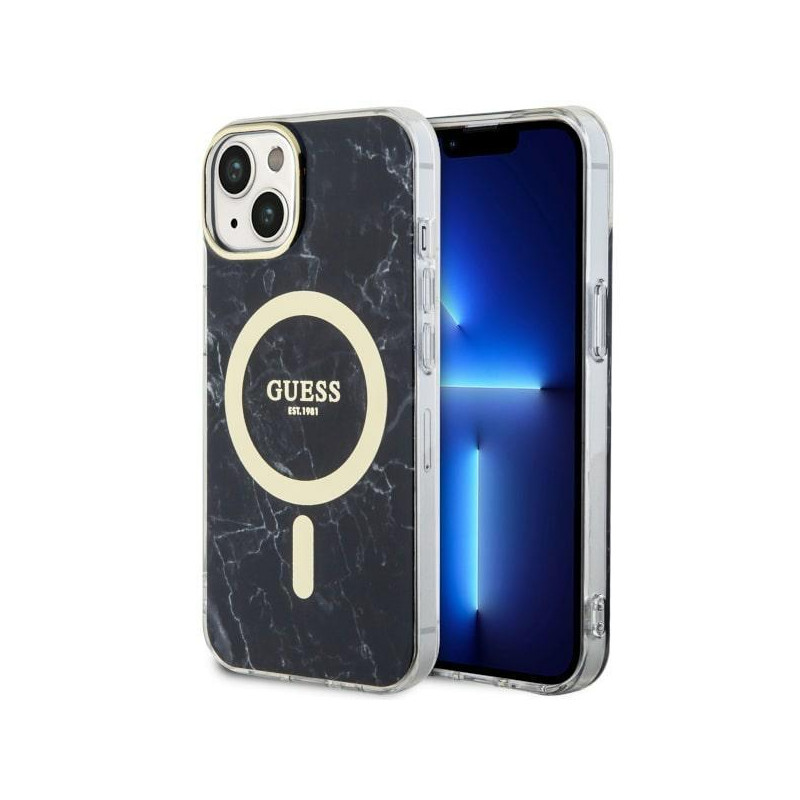Guess Marble MagSafe dėklas iPhone 14 - juodas Guess Marble MagSafe dėklas iPhone 14 - juodas