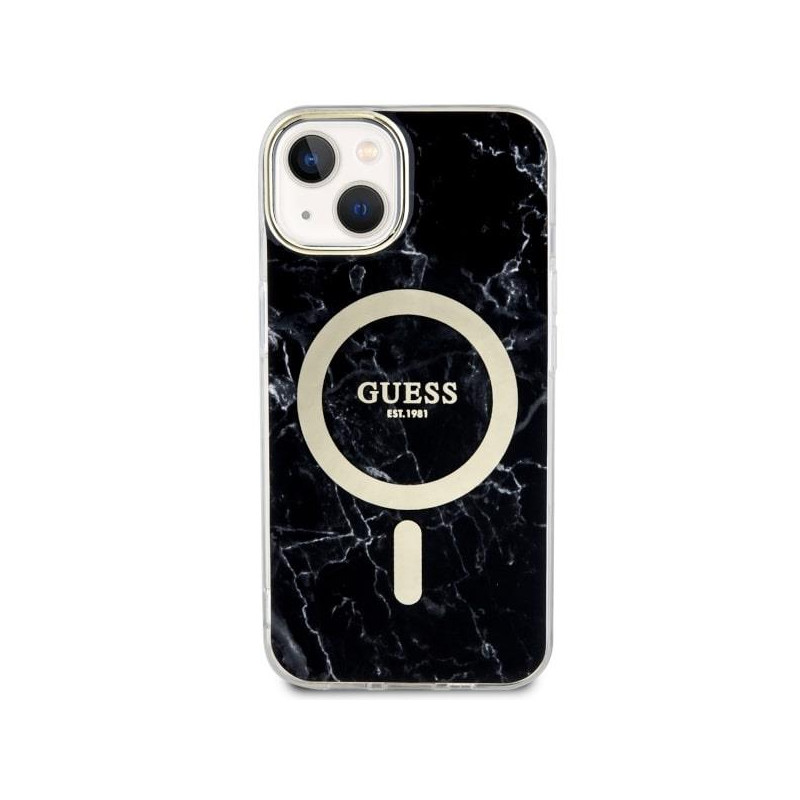Guess Marble MagSafe dėklas iPhone 14 - juodas