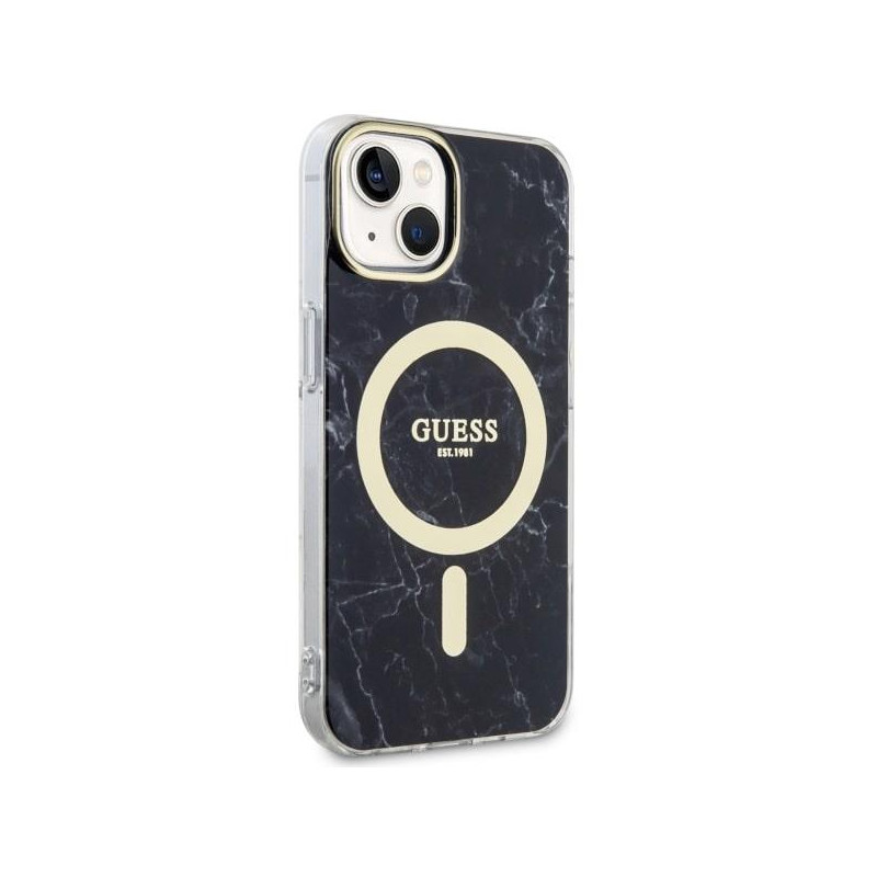Guess Marble MagSafe dėklas iPhone 14 - juodas