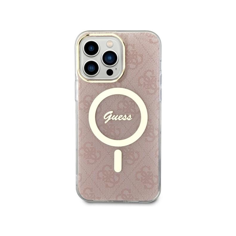 Guess 4G MagSafe dėklas iPhone 14 Pro Max - rožinis