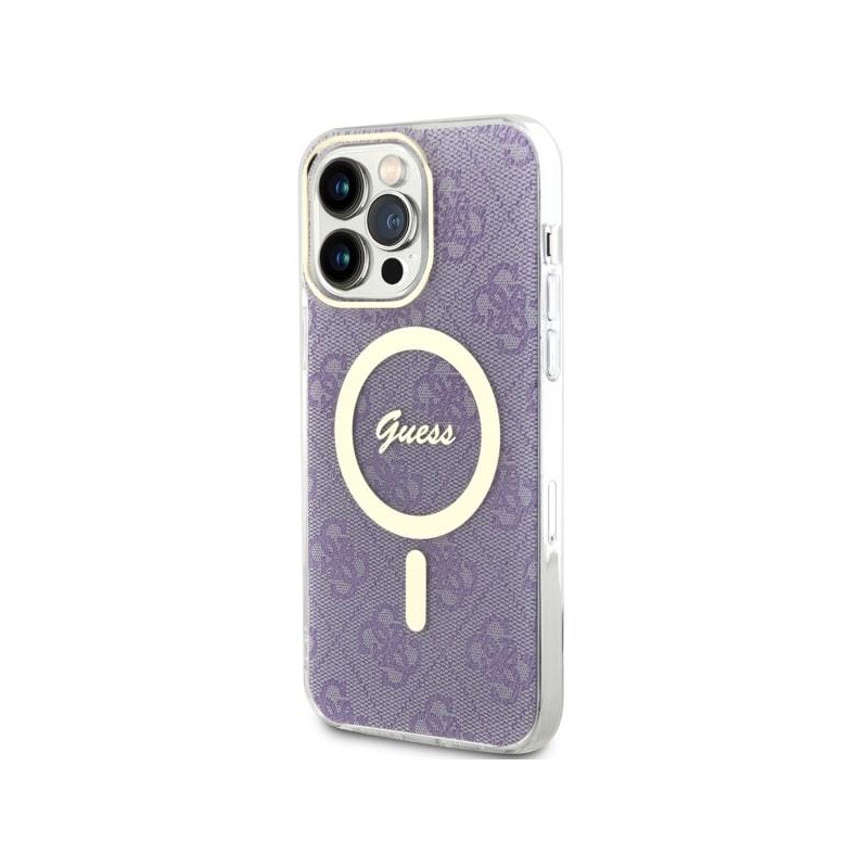 Guess 4G MagSafe dėklas, skirtas iPhone 14 Pro Max - violetinė