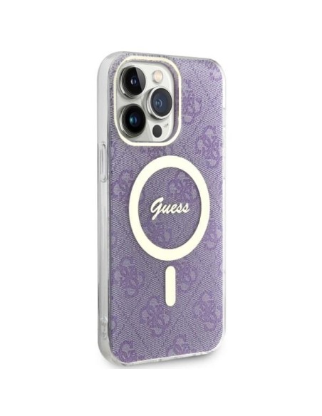 Guess 4G MagSafe dėklas, skirtas iPhone 14 Pro Max - violetinė Guess 4G MagSafe dėklas, skirtas iPhone 14 Pro Max - violetinė