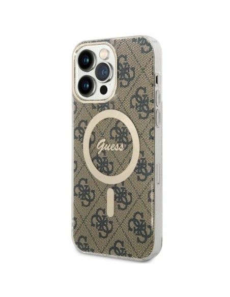 Guess 4G MagSafe dėklas iPhone 14 Pro Max - rudas Guess 4G MagSafe dėklas iPhone 14 Pro Max - rudas