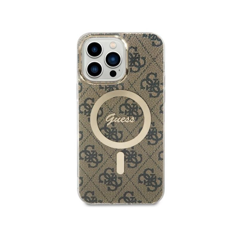 Guess 4G MagSafe dėklas iPhone 14 Pro Max - rudas