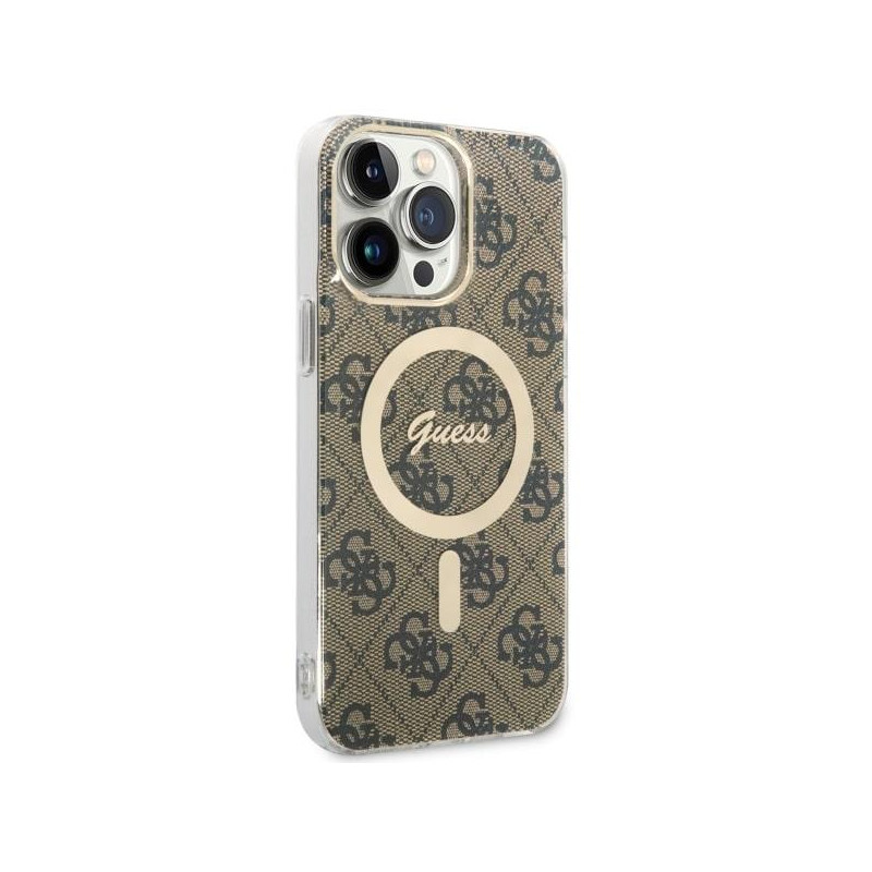 Guess 4G MagSafe dėklas iPhone 14 Pro Max - rudas
