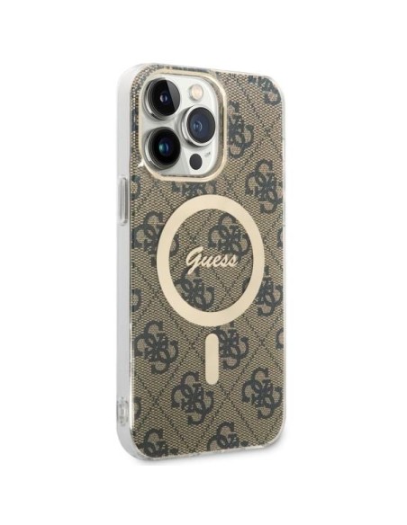 Guess 4G MagSafe dėklas iPhone 14 Pro Max - rudas Guess 4G MagSafe dėklas iPhone 14 Pro Max - rudas