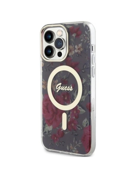 Guess Flower MagSafe dėklas iPhone 14 Pro Max - žalias Guess Flower MagSafe dėklas iPhone 14 Pro Max - žalias