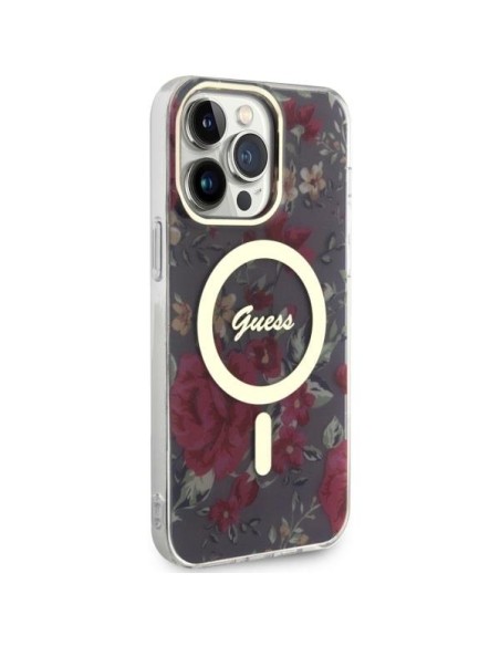 Guess Flower MagSafe dėklas iPhone 14 Pro Max - žalias Guess Flower MagSafe dėklas iPhone 14 Pro Max - žalias
