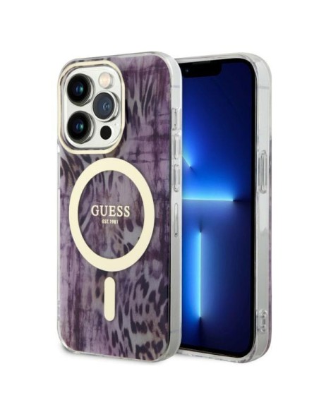 Guess Leopard MagSafe dėklas iPhone 14 Pro Max - rožinis Guess Leopard MagSafe dėklas iPhone 14 Pro Max - rožinis